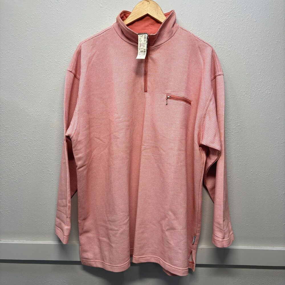 VTG NWT NY & Co Salmon Quarter Zip Textured Pullover Sweater Sz XL